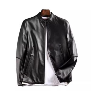 Mäntel & Jacken | Allie – Kragenlose Bikerjacke aus Leder – Damen Bekleidung Blazer & Jacken