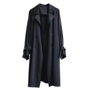 Mäntel & Jacken | Florere – Florere Double Breasted Belted Trench Coat – Damen Bekleidung Damen